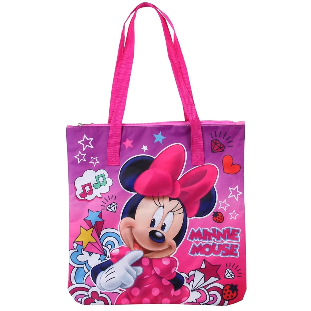 Disney Minnie Mouse Pink Zippered Tote Bag
